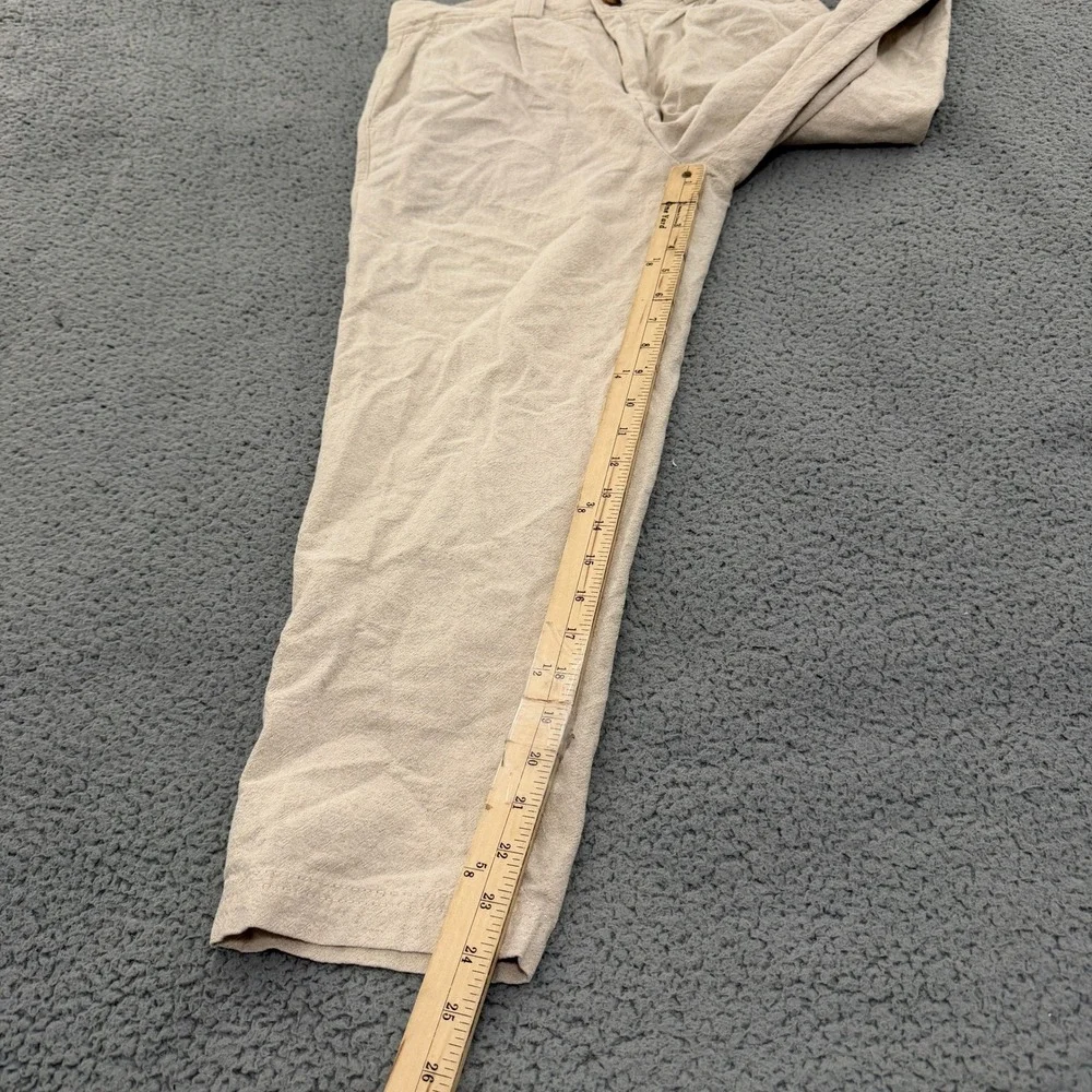 I Love Ugly Kobe Pants Mens Size M Pleated Cotton Linen Trousers Oatmeal Beige
